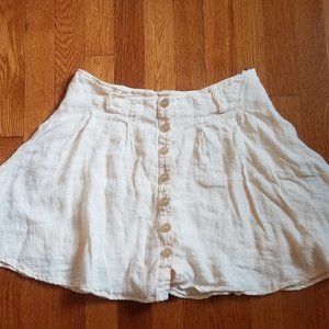 Free People 100% Linen Button A Line Belt loop Skort Size 6
